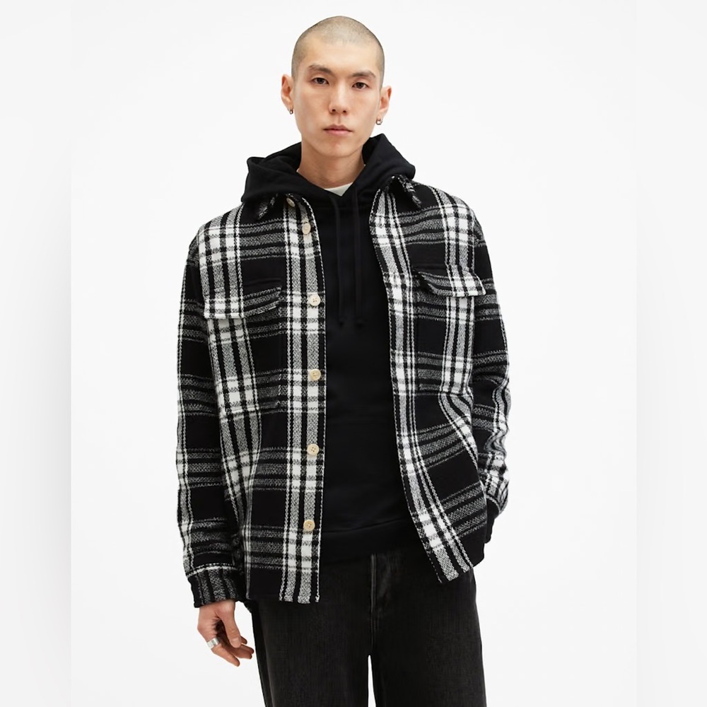 All Saints Black and White Shirt Jacket